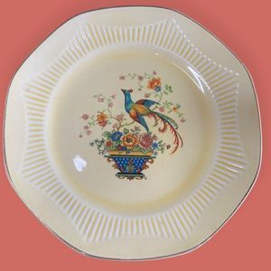 🦚 ANTIQUE IVORY FROM SALEM CHINA DINNER PLATE PHEASANT BIRD ON BRANCH 9" YELLOW